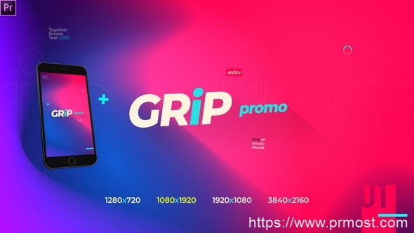 2951-适用于Premiere Pro的现代梯度开启器促销展示Pr模板Grip Modern Gradient Opener Promotion Instagram Storie Preimere Pro Essentials