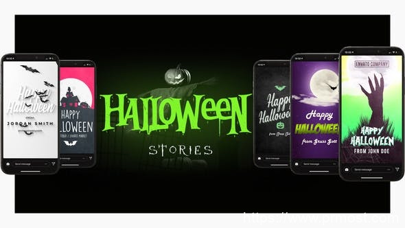 2972-万圣节Instagram故事和帖子展示Pr模板Halloween Instagram Stories & Posts