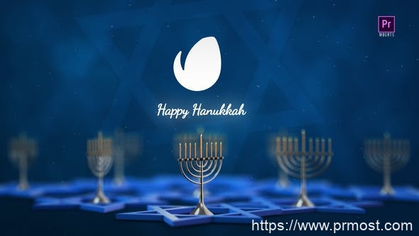 3008-光明节标志揭晓动态演绎Pr模板Hanukkah Logo Reveal
