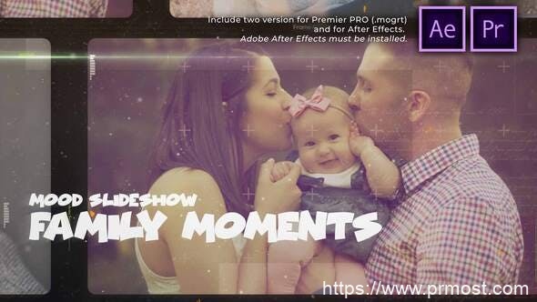 3017-欢乐家庭时刻幻灯片放映展示Pr模板Happy Family Moments Slideshow