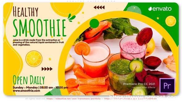 3036-健康果汁促销活动图片视频展示Pr模板Healthy Juice Promo