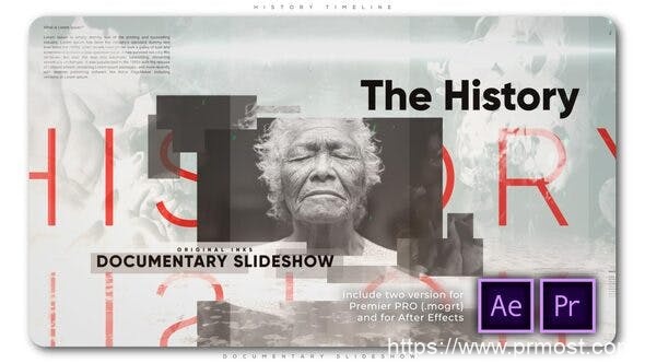 3064-历史时间轴纪录片幻灯片视频展示Pr模板History Timeline Documentary Slideshow