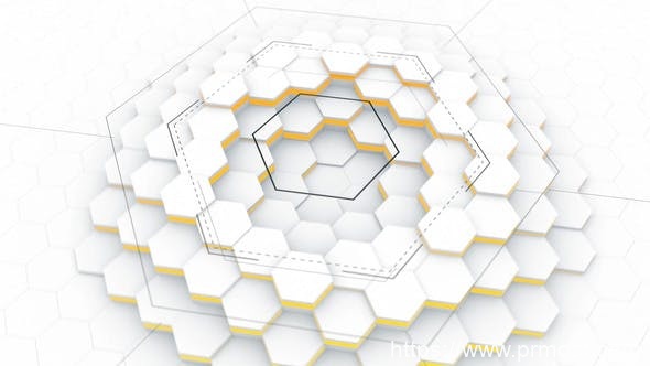 3078-3D蜂窝阵列标志动态演绎Pr模板Honeycomb Array Logo