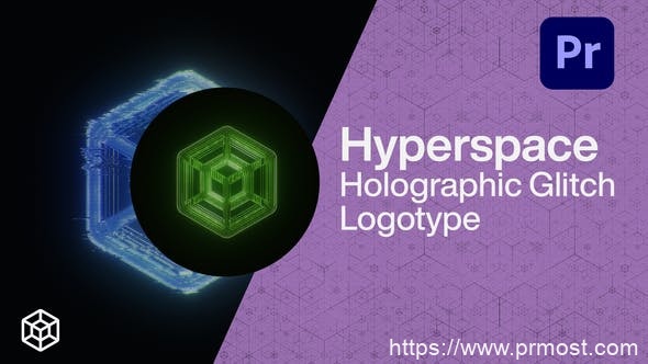 3099-超空间全息毛刺标志动态演绎Pr模板Hyperspace – Holographic Glitch Logo