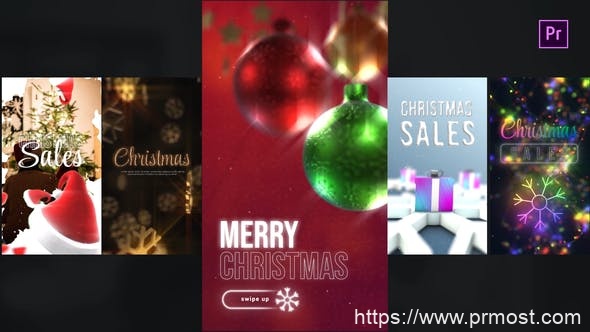 3159-Instagram圣诞故事包动态背景展示Pr模板Instagram Christmas Stories Pack