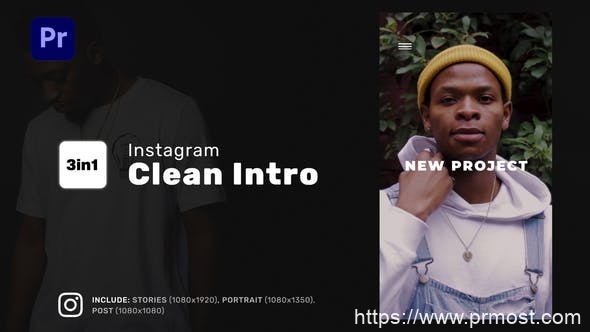 3160-用于Premiere Pro的Instagram故事图片视频展示Pr模板Instagram Clean Intro for Premiere Pro