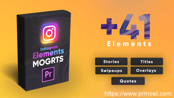 3163-Instagram信息图文本标题元素包展示Pr模板Instagram Elements Pack-MOGRT
