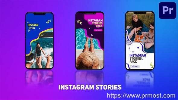 3210-Instagram故事图片视频展示Pr模板Instagram Stories Mogrt 100