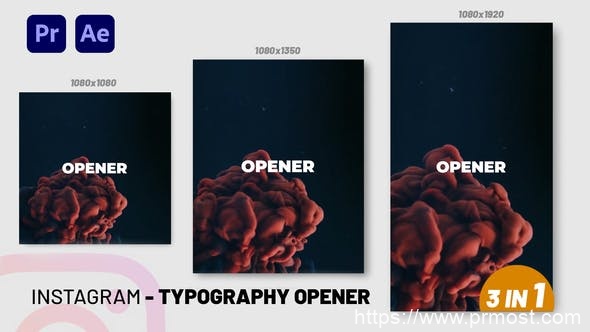 3223-Instagram字体开场图片视频展示Pr模板Instagram Typography Opener | MOGRT