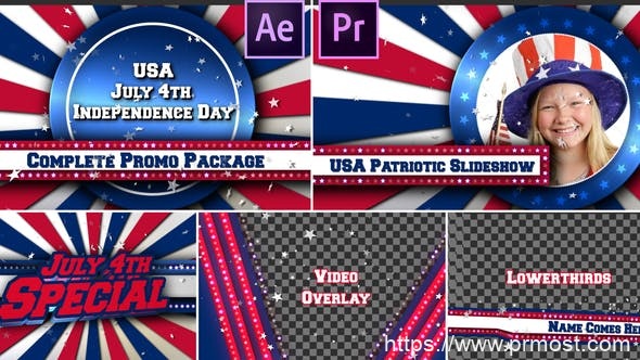 3241-适用于Premiere Pro的爱国广播宣传展示Pr模板July 4th USA Patriotic Broadcast Promo Pack – Premiere Pro