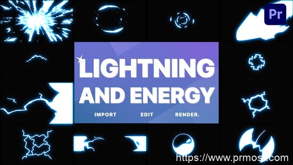 3297-适用于Premiere Pro的闪电和能量元素展示Pr模板Lightning and Energy Elements | Premiere Pro MOGRT