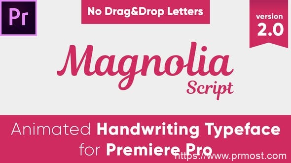 3390-木兰花动画手写字体标题动态演绎Pr模板Magnolia – Animated Handwriting Typeface