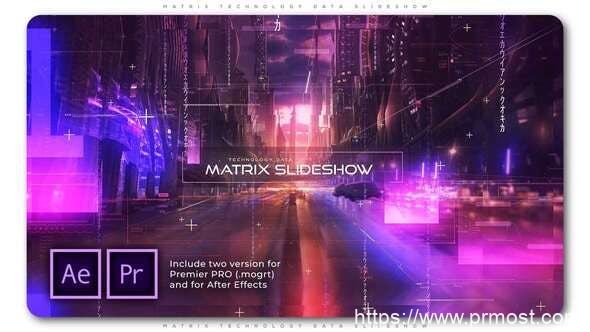 3397-矩阵技术数据幻灯片放映展示Pr模板Matrix Technology Data Slideshow