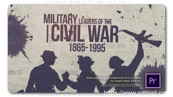 3438-南北战争时期的军事领袖图片视频展示Pr模板Military Leaders of the Civil War