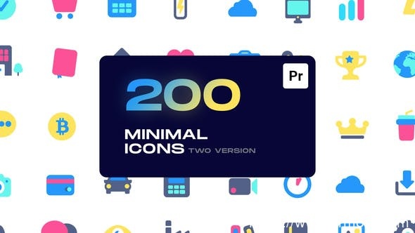 3446-Premiere Pro的动画图标动态演绎Pr模板Minimal Animated Icons for Premiere Pro