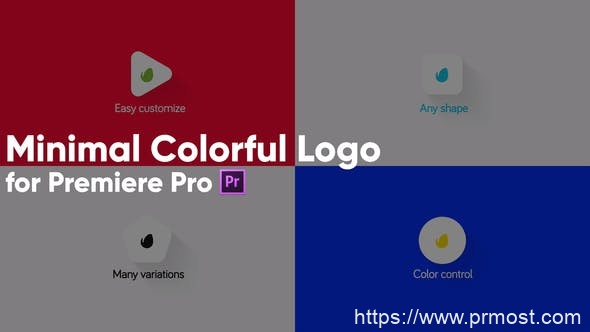 3455-Premiere Pro的简洁彩色徽标动态演绎Pr模板Minimal Colorful Logo for Premiere Pro