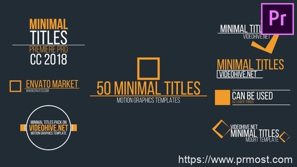 3500-适用于Premiere Pro的公司文字标题演绎Pr模板Minimal Titles
