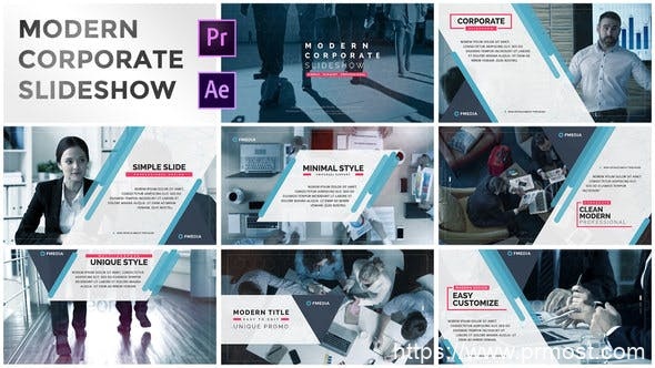 3607-现代简单企业幻灯片视频放映Pr模板Modern Simple Corporate Slideshow