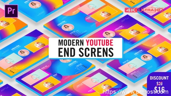 3644-现代YouTube终端屏幕标题展示Pr模板Modern Youtube End Screens