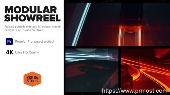 3648-模块化毛刺图片视频展示Pr模板Modular Showreel 4K