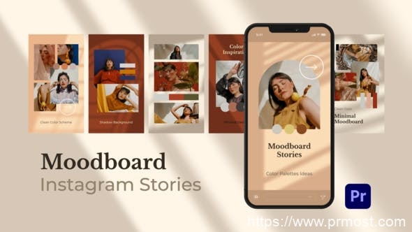 3658-针对Premiere Pro的Instagram故事视频展示Pr模板Moodboard Instagram Stories for Premiere Pro