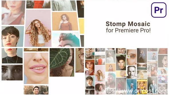 3672-马赛克树桩多照片徽标动态演绎Pr模板Mosaic Stomp Multi Photo Logo