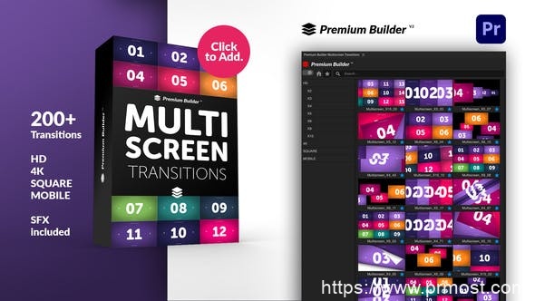 3703-Premiere Pro的多屏幕转场过渡Pr模板Multiscreen Transitions for Premiere Pro