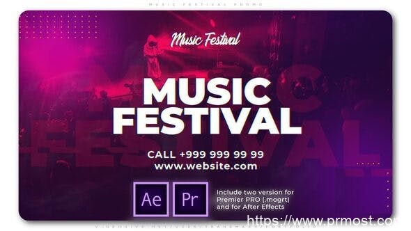 3709-音乐节促销活动开场图片视频展示Pr模板Music Festival Promo