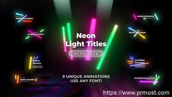 3737-霓虹灯文字标题排版展示Pr模板Neon Light Titles 5