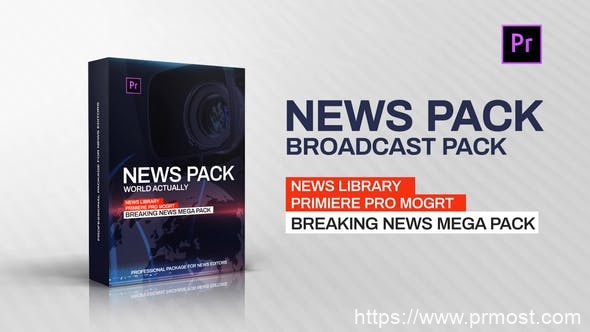 3765-新闻图书馆广播套装展示Pr模板News Library – Broadcast Pack