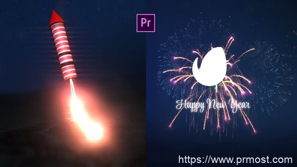 3786-新年烟花标志动态演绎Pr模板New Year Fireworks Logo Reveal