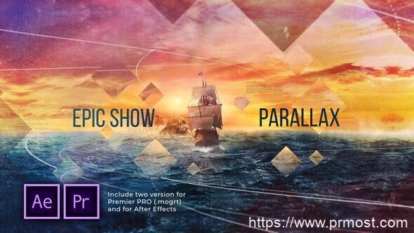 3836-视差史诗电影幻灯片视频放映展示Pr模板Parallax Epic Cinematic Slideshow
