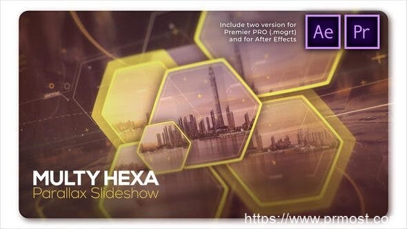 3842-数字视差幻灯片视频放映展示Pr模板Parallax Slideshow Multi Hexa