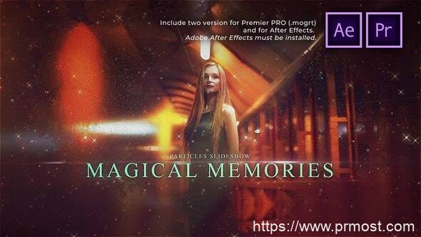 3855-粒子幻灯片神奇的记忆开场视频展示Pr模板Particles Slideshow Magical Memories