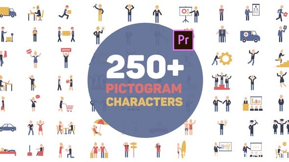 3893-象形文字图标动态演绎Pr模板Pictogram Characters