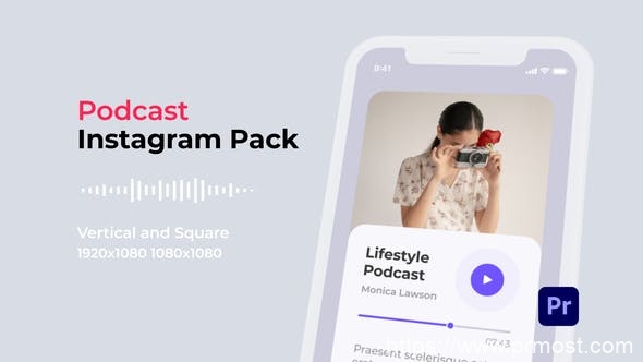 3904-Premiere Pro的Instagram图片视频展示Pr模板Podcast Instagram Pack for Premiere Pro