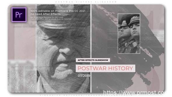 3926-战后历史幻灯片视频放映展示Pr模板Postwar History Slideshow