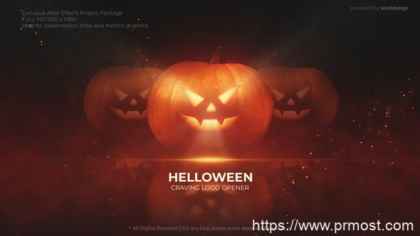 3957-南瓜问候徽标开场动态演绎Pr模板Pumpkin Helloween Logo Opener