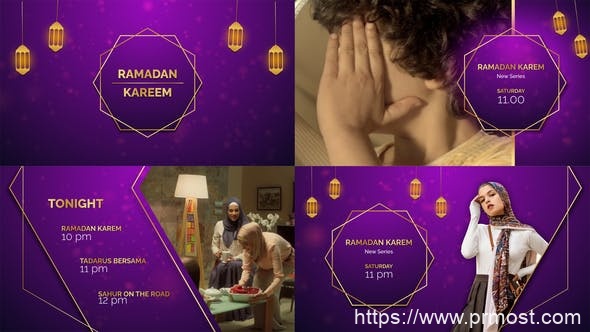 3991-斋月广播套餐图片视频展示Pr模板Ramadan Broadcast Package – MOGRT
