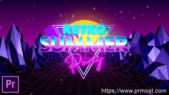 4020-适用于Premiere Pro的复古夏日派对开幕标题动态展示Pr模板Retro Summer Party Opener – Premiere Pro