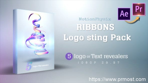 4036-适用于Premiere Pro的丝带徽标动态演绎Pr模板Ribbon logo Sting Pack – Premiere PRO