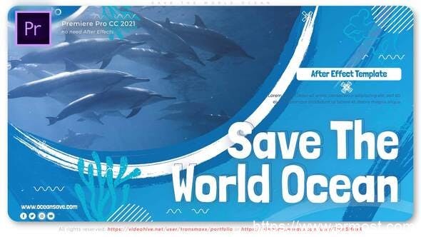 4064-拯救世界海洋开场图片视频展示Pr模板Save the World Ocean