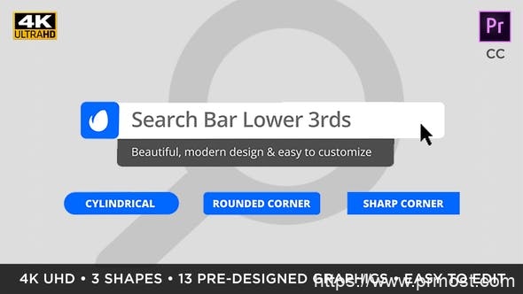 4086-适用于Premiere Pro的搜索栏标题和下三分之一标题展示Pr模板Search Bar Titles & Lower Thirds | MOGRT for Premiere Pro