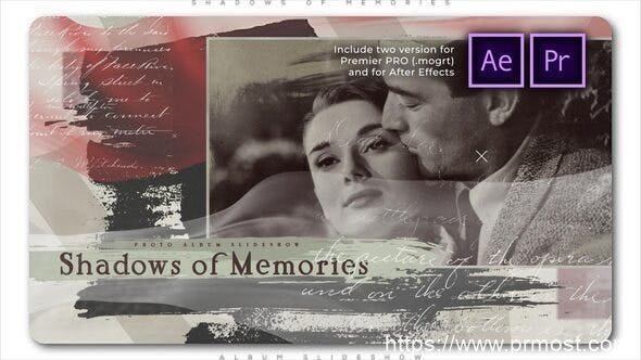 4096-回忆的阴影专辑幻灯片视频放映展示Pr模板Shadows of Memories Album Slideshow