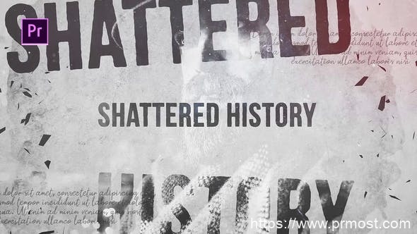 4109-破碎的历史复古图片视频展示Pr模板Shattered History