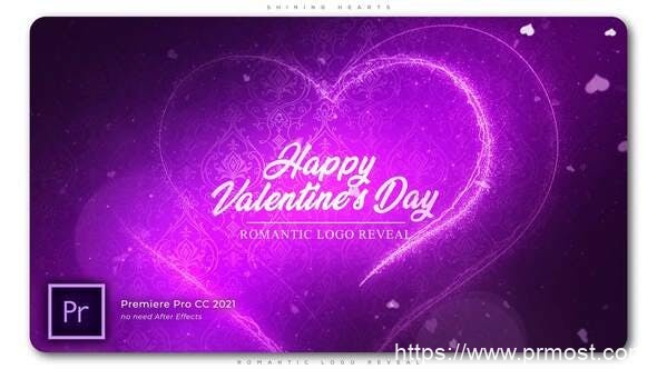 4110-闪亮的心浪漫的标志动态演绎Pr模板Shining Hearts Romantic Logo Reveal