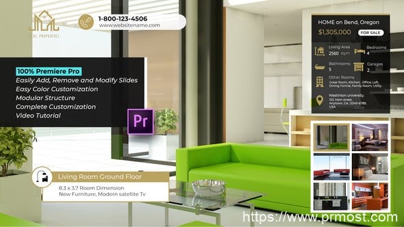 4129-适用于Premiere Pro的简单清洁房地产幻灯片视频展示Pr模板Simple Clean Real Estate Slideshow – Premiere Pro