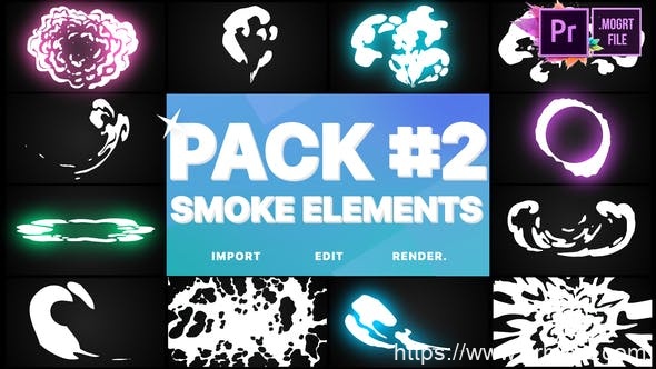 4182-适用于Premiere Pro的烟雾元素特效展示Pr模板Smoke Elements Pack 02 | Premiere Pro MOGRT