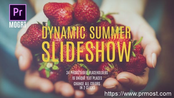 4344-夏季动态幻灯片视频展示Pr模板Summer Dynamic Slideshow MOGRT