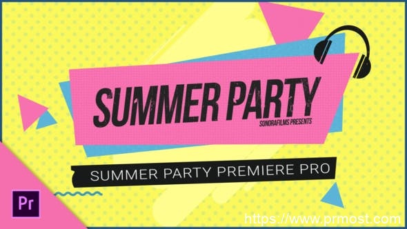 4348-夏季派对套餐图片视频展示Pr模板Summer Party Mogrt Pack